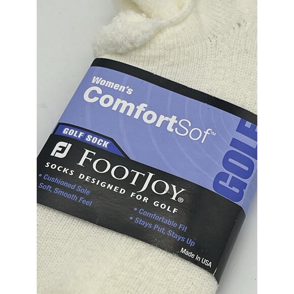 Vintage FootJoy Women's ComfortSof Golf Sock Roll Top White Shoe Size 6-9 NEW - Picture 2 of 4